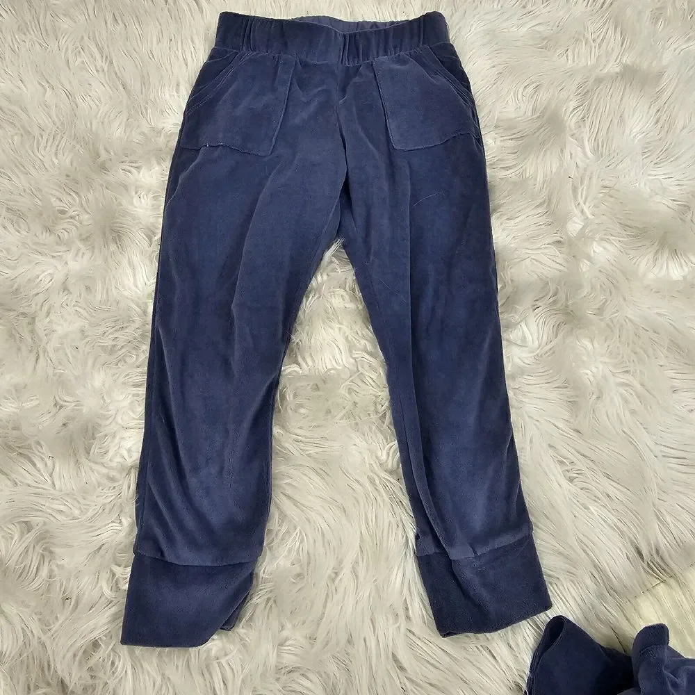 Justice Blue Jogger Track Set Cropped Hoodie Outfit Girls Size XS Sleep